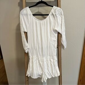 Elan White Textured Romper